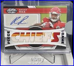 CHIEFS #/10 Gold Rashee Rice #PGS-RR 2023 Panini? 3 COLOR PATCH Piece Of Game