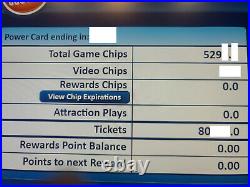 D&B Dave and Busters Power Card 80,000+ Redemption Tickets + 5,290 Game Chips
