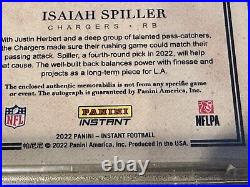 Isaiah Spiller Psa/dna 10 2022 Panini Instant#32 Prime Cuts Jersey Auto #8/10 Rc