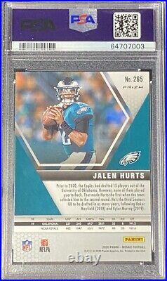 Jalen Hurts 2020 Mosaic Green Prizm NFL Debut Rookie Card PSA Gem 10