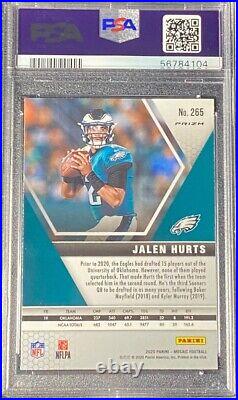 Jalen Hurts 2020 Mosaic Reactive Blue Prizm NFL Debut Rookie Card PSA Gem 10