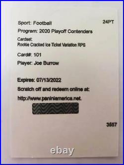 Joe Burrow 2020 Playoff Contenders Rookie Cracked Ice Ticket Variation RPS Auto