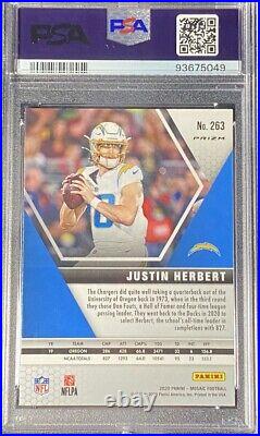 Justin Herbert 2020 Mosaic Reactive Green Prizm NFL Debut Rookie Card PSA Gem 10