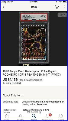 Kobe Bryant 1996-97 Topps Draft Redemption Rookie RC BGS 9.5 TRUE GEM MINT SUBS