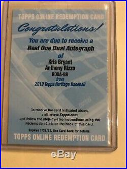 Kris Bryant Anthony Rizzo 2019 Topps Heritage Dual Real One Auto /10 Redemption