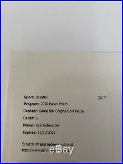 Kyle Schwarber 2020 Panini Prizm Game Ball Gold Prizm Auto Redemption /10. CUBS
