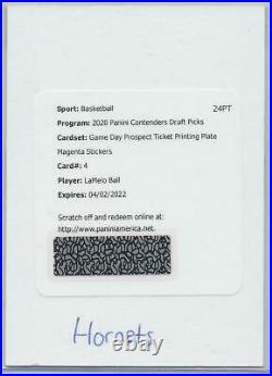 LaMelo Ball 2020-21 Contenders Draft Game Day Printing Plate Auto Redemption 1/1