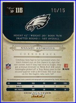 NNADI ASOMUGHA 2012 National Treasures Legend GOLD PATCH AUTO Game Worn /15 Rare