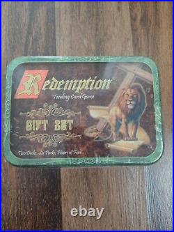 New Redemption Bible Trading Card Game Gift Set Lion Tin Two Decks Six Packs