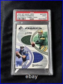 PSA 9 Brett Favre Peyton Manning 2004 SP Game Used Fabrics Dual #/100 POP 3 0^