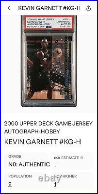 PSA Authentic Auto 10 Kevin Garnett 2000-01 Upper Deck Game Jersey #KG-H POP 2