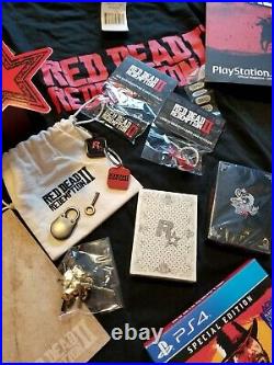 RARE Red Dead Redemption 2 MASSIVE LOT with match box, pins, metal box, cards, etc