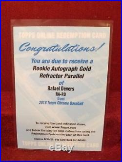 Rare 2018 Topps Chrome Gold Rafael Devers Rookie Auto Gold Refractor Redemption