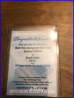 Ronald Acuna 2018 Heritage High Number Autograph Redemption Real One Special Ed