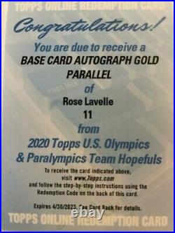 Rose Lavelle 2020 2021 Topps US Olympics Gold Parallel Auto Redemption