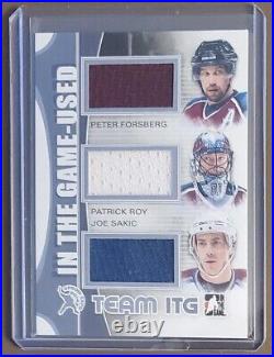 Roy, Forsberg, Sakic 3 CLR 2014 spring expo ITG Team ITG redemption only #/9