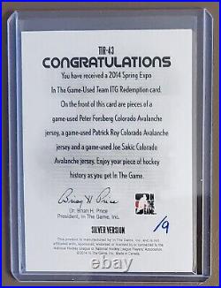 Roy, Forsberg, Sakic 3 CLR 2014 spring expo ITG Team ITG redemption only #/9