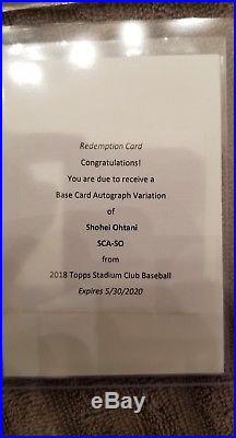 Shohei Ohtani 2018 Topps Stadium Club Variation Sp Auto On Card Rc Redemption