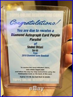Shohei Ohtani Diamond Autograph Card Purple Parallel /10 2018 Auto Redemption