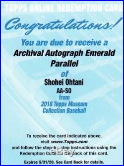 Shohei Ohtani-angels-2018 Museum Collection-emerald Autograph Redemption-1/1