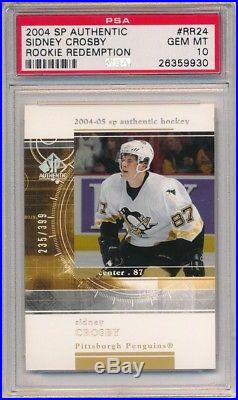 Sidney Crosby 2004/05 Sp Authentic Rc Rookie Redemption #/399 Psa 10 Gem Mint