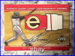 Signed Game Used Jersey Bat Combo Card KEN GRIFFEY Jr 2001 Upper Deck Evolution