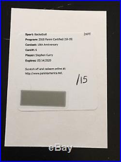 Stephen Curry 2018-19 Certified 10th Anniversary Auto Redemption #/15 Steph