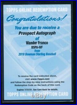WANDER FRANCO AUTO 2019 Bowman Sterling Prospect Autograph Redemption Rookie RC