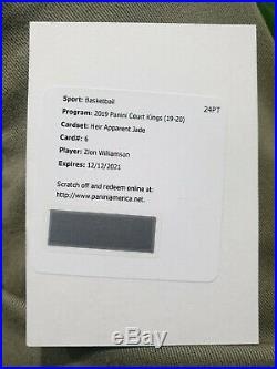 Zion Williamson Court Kings Heir Apparent Jade on card Auto Redemption to /25